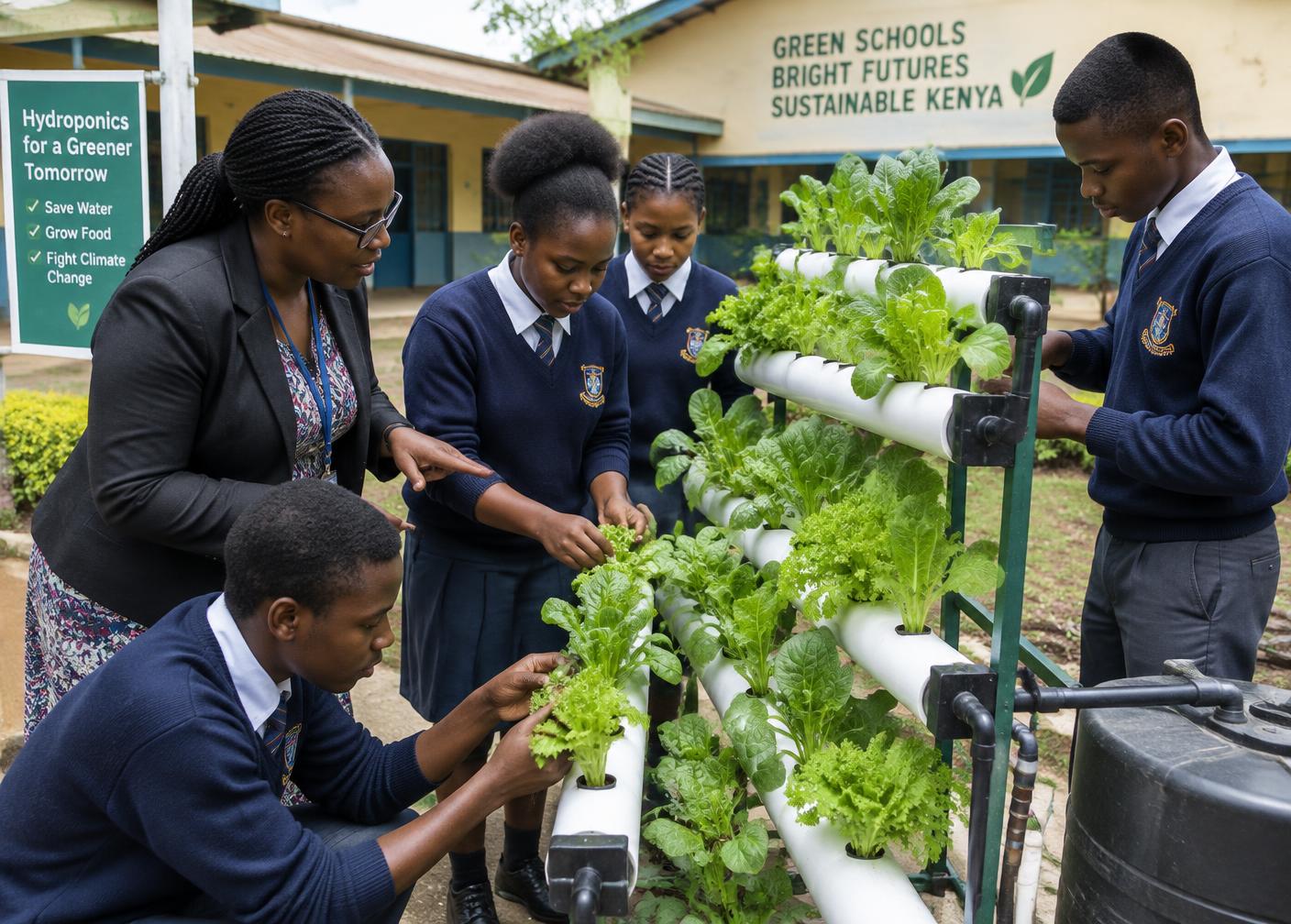Students working on a school hydroponic unit (illustrative image)